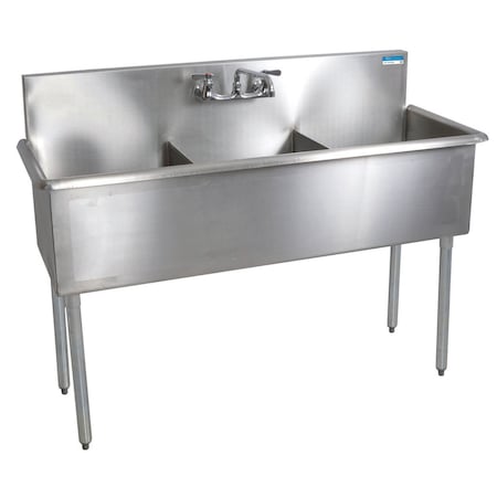 Bk Resources Three Compartment Budget Sink 18 in x 18 in, 3, 2, Free Standing, Stainless Steel BK8BS-3-18-12